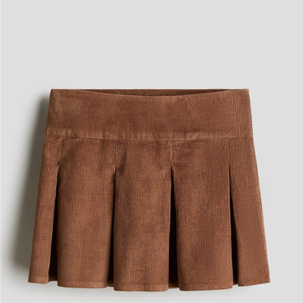 H&M Kids Bundle Girls 2 Skirts Size 10 Pleated Skirt Brown Corduroy Olive Green